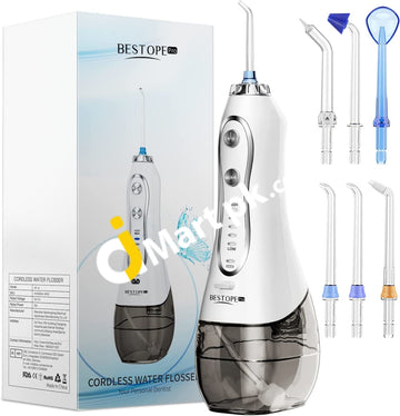 Bestope Dental Water Flosser 300Ml 5 Modes And 8 Tips Ipx7 Waterproof Portable Cordless Oral
